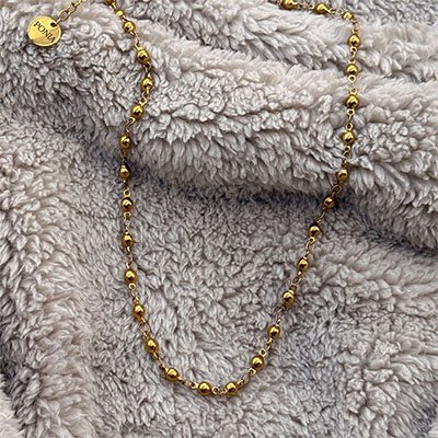 Gold Ball Short Chain Necklace